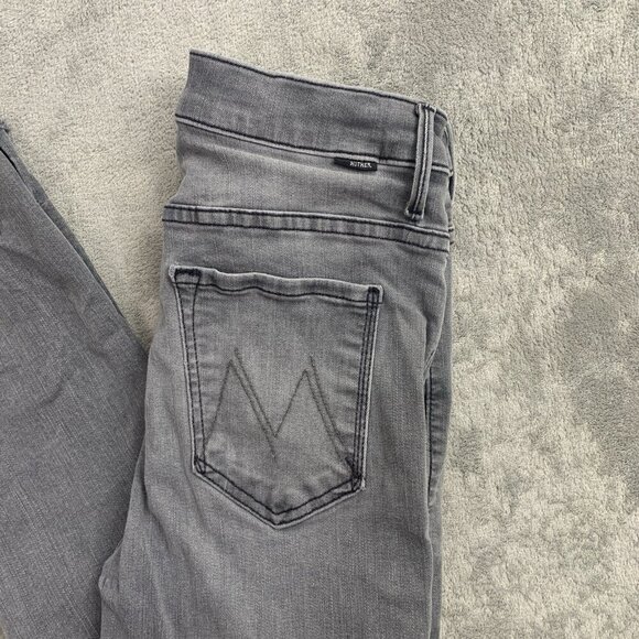 MOTHER Jeans Womens 24x24” The Insider Crop Step Fray Gray Light Denim Raw Hem - Picture 2 of 16